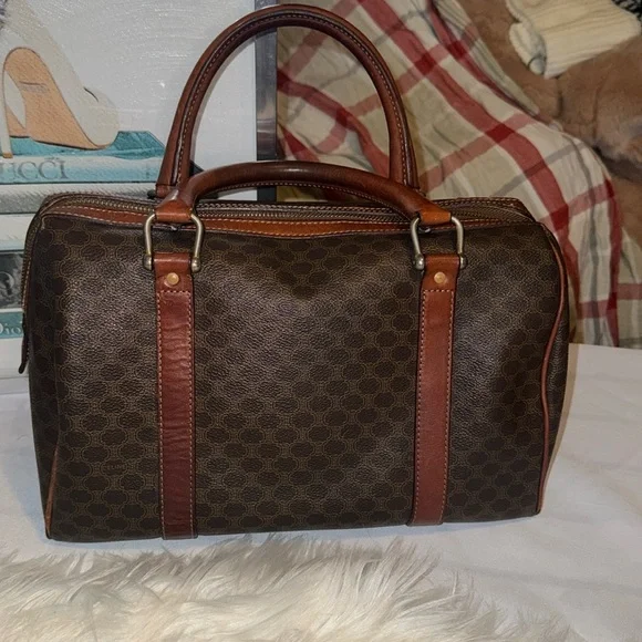 Celine Triomphe Macadam Monogram Logo Speedy 30 Boston Vintage Bag GUC - Picture 4 of 15